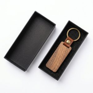 Llavero de madera premium para grabado laser, con caja.