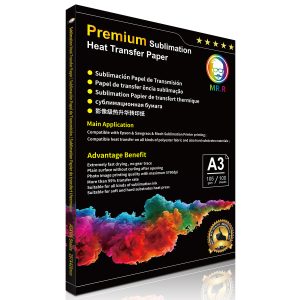 Papel para sublimación premium MR.R tamaño A-3 secado rápido.