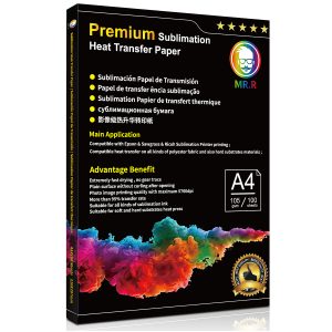 Papel para sublimación premium MR.R tamaño A-4 secado rápido.